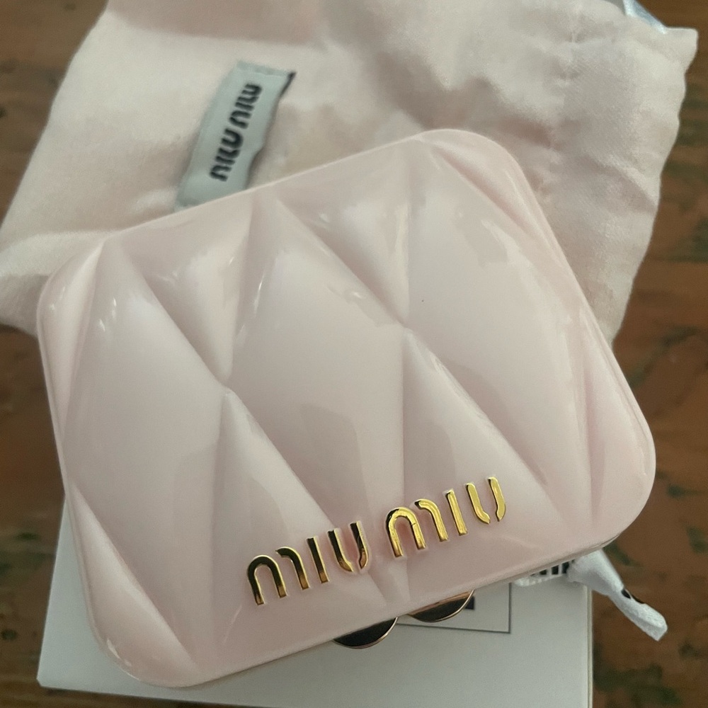 Miu Miu Pink Quilted Compact Mirror